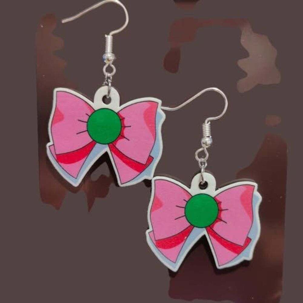 Sailor Moon Sailor Jupiter Bow Earrings-Wires-Silver